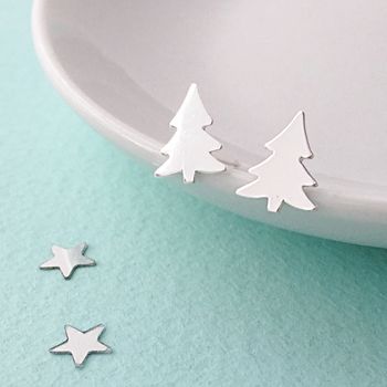 Sterling Christmas Tree Stud Earrings, 2 of 5
