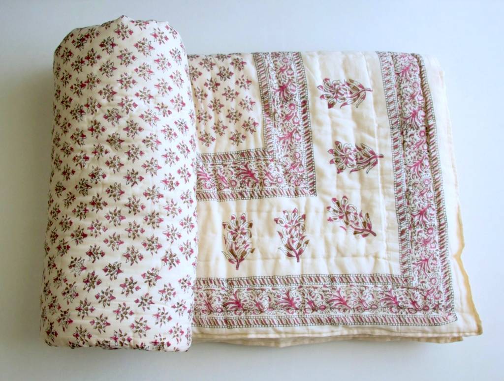 Jaipuri Block Printed Cotton Filled Quilt By Reason Season Time London