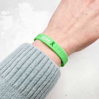 Green Awareness Ribbon Bracelet Wristband, 2 of 8