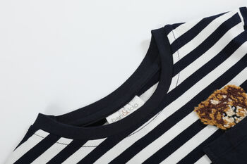 Luca Navy Short Sleeve Stripe T Shirt, 2 of 6