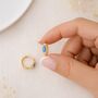 18ct Gold Plated Sterling Silver Turquoise Huggie Hoop Earrings – 10mm, thumbnail 7 of 7