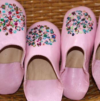Girl's Handmade Leather Slippers With Sequins, 5 of 12