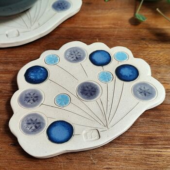 Cow Parsley Wildflower Handmade Ceramic Coasters Blue, 2 of 7