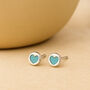 Sterling Silver Turquoise Heart Stud Earrings, thumbnail 3 of 8