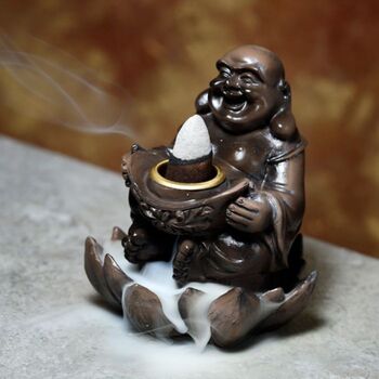 Wood Effect Lucky Buddha Backflow Incense Burner, 4 of 4