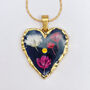 Real Flowers Black Heart Necklace Small Hand Made, thumbnail 1 of 10