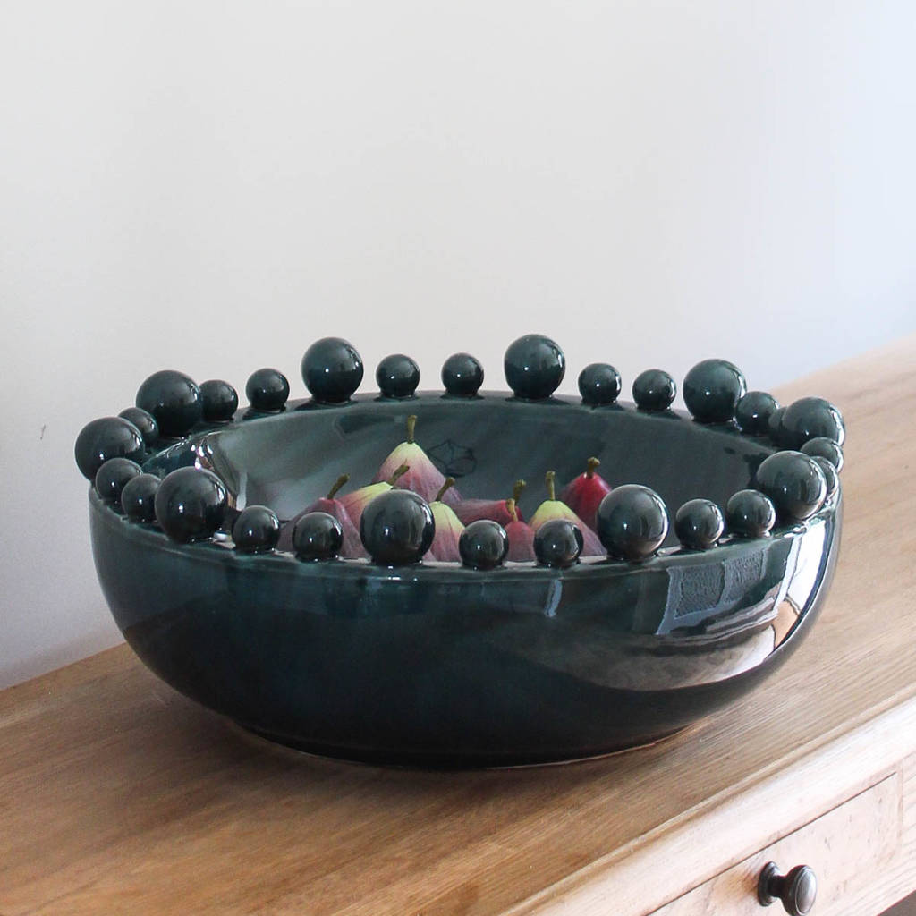 Large Decorative Teal Bowl, 1 of 2
