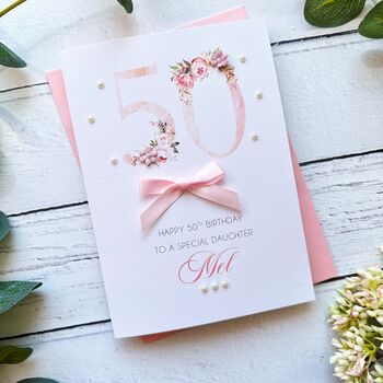 Personalised 50th Birthday Card In Pink, 9 of 11