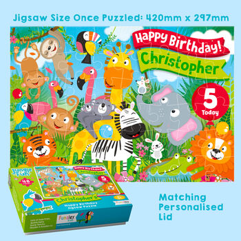 Personalised Jungle Fun Birthday Jigsaw Puzzle, 4 of 7