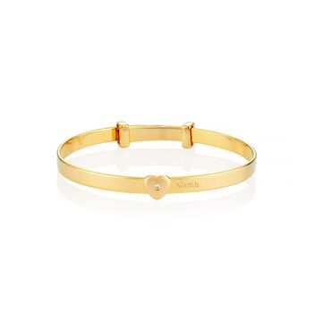 Personalised 18ct Gold Plated Diamond Bangle Baby Love Christening | Baptism | 1st Birthday | Engraved Jewellery, 2 of 5
