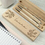 Personalised Floral Wooden Pen And Pencil Set, thumbnail 3 of 5