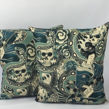 Japanese Tattoo Cushion Cover Blues, 2 of 3
