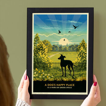 Whippet In A Summer Park. Limited Edition Dog Print, 3 of 9