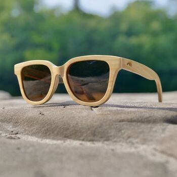 Orleans Natural Bamboo Sunglasses With Amber Lens, 4 of 9