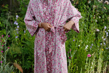 Long Kimono Robe Poppy Forest Made With Liberty Fabric, 5 of 5
