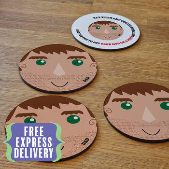 Personalised Glossy Face Coasters For Dad, 2 of 7