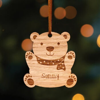 Personalised Wooden Polar Bear Christmas Decoration, 4 of 4