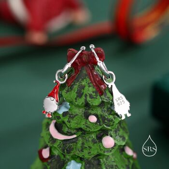 Mismatched Gnome And Mushroom Huggie Hoop Earrings In Sterling Silver, 2 of 12