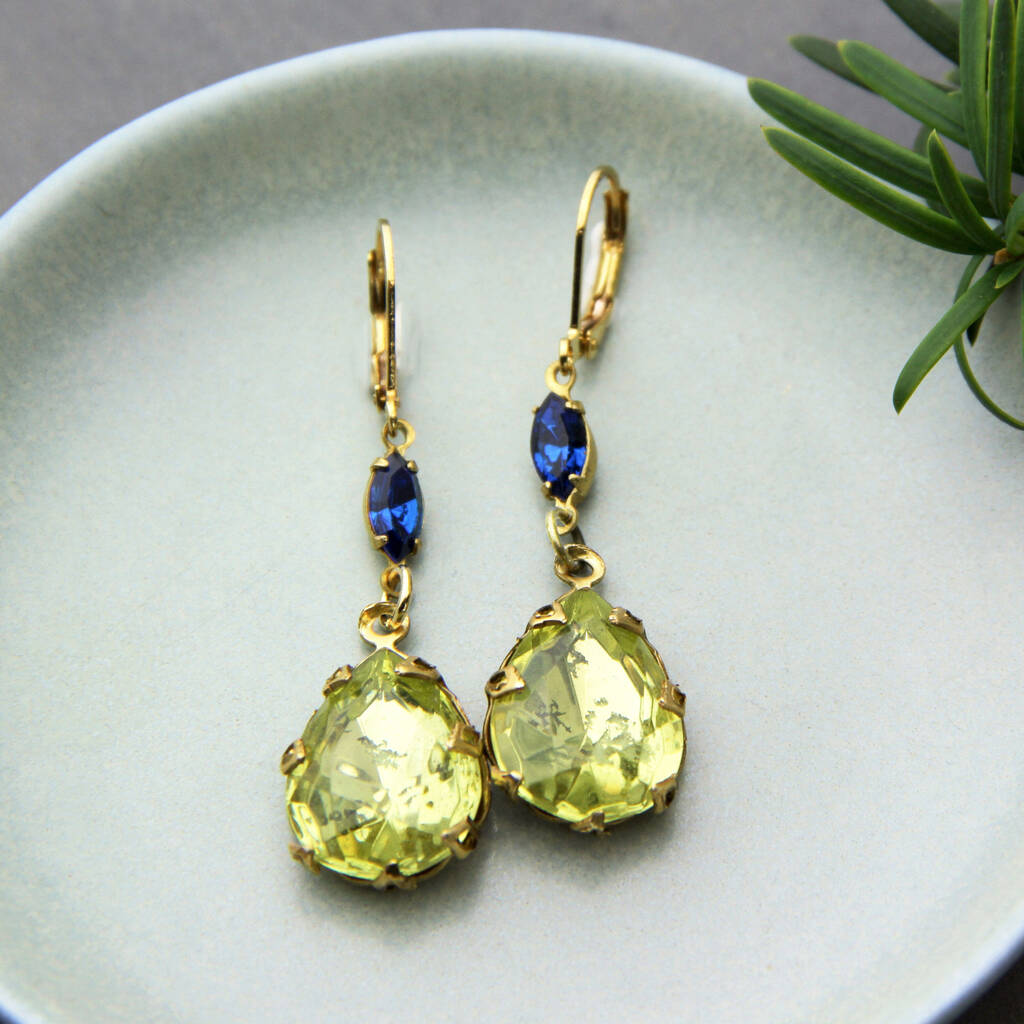 Nilu's Collection Crystal and Rhinestone Drop Dangle Earrings, Long Tr