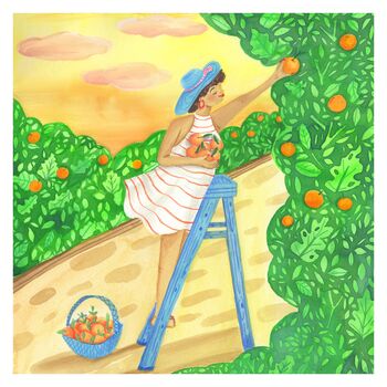Orange Picking | Illustrated Print, 4 of 4
