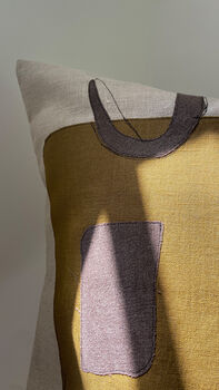Balancing Act | Appliqué Stitch Collage Linen Cushion, 4 of 5