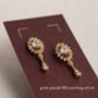 Tudor Jewel Sterling Silver Gold Drop Earrings, thumbnail 2 of 6