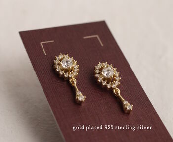 Tudor Jewel Sterling Silver Gold Drop Earrings, 2 of 6