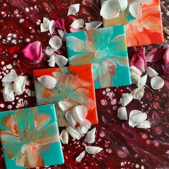 Sold Flowery Design Ceramic Coasters | Set Of Two/Four, 5 of 8