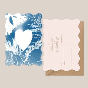 Eco Friendly Coastal Wedding Invitations, Blue, Heart, 2 of 5