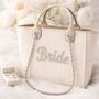 Sparkly Bride Stone Large Chain Initial Tote Bags, thumbnail 2 of 4