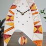 Handmade Ceramic Large Mantel Clock In Bright Warm Colours. Geometric Design. Triangle Patterns, thumbnail 4 of 8