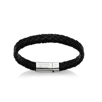 Men's Personalised Silver Clasp Leather Bracelet, 3 of 8