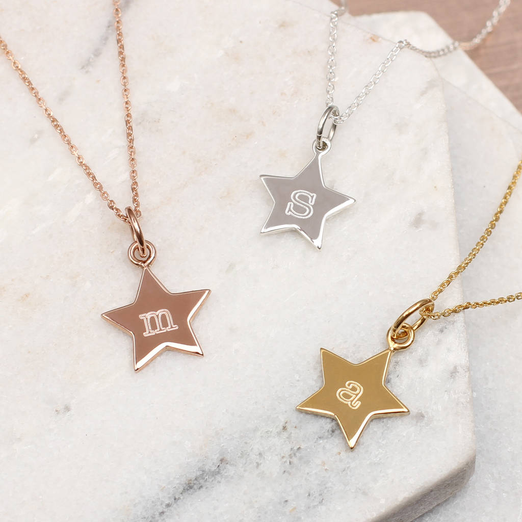 18ct Gold Or Silver Initial Star Necklace By Hurleyburley ...