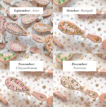 Personalised Hand Painted Birth Flower Hair Brush, 6 of 12