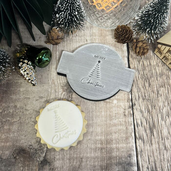 Merry Christmas Tree Acrylic Icing Embosser For Baking, 2 of 4