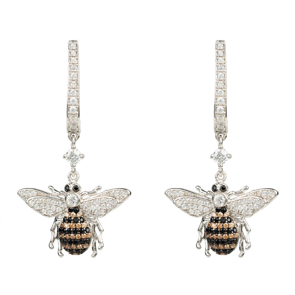 Honey Bee Drop Plated Silver Earring By Latelita | notonthehighstreet.com