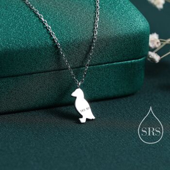 Sterling Silver Puffin Bird Pendant Necklace, 5 of 10