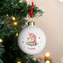 Baby Girl’s First Christmas Bauble Personalised Unicorn Xmas Ornament, thumbnail 4 of 5
