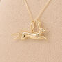 Personalised Gold Plated Sterling Silver Leaping Hare Necklace, thumbnail 1 of 7