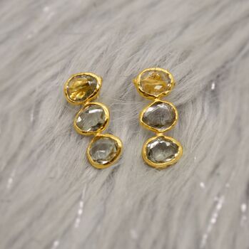 Green Amethyst Gold Drop Earrings, 3 of 7