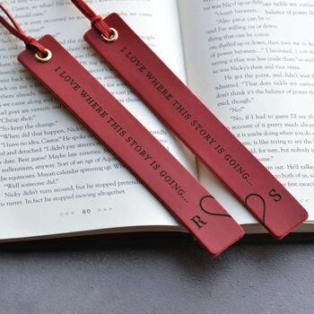 Personalised Leather Bookmark Set Valentine's Day Gift, 9 of 11
