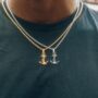 Gold Mini Anchor Steel Pendant Necklace For Men, thumbnail 4 of 10