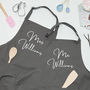 Mr And Mrs Personalised Kitchen Apron Set, thumbnail 1 of 7