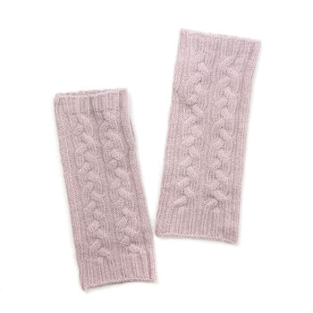 Pink Cable Knit Wrist Warmers ~ Eco Friendly, 2 of 6