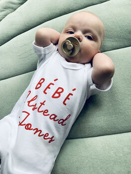 Bébé Announcement, Personalised Baby Grow, 6 of 9
