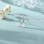 Sterling Silver Minimalist Snowflake Drop Hook Earrings, thumbnail 1 of 11