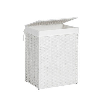 90 L White Handwoven Clothes Laundry Hamper Basket, 4 of 8