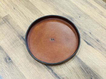 Personalised Spanish Brown Round Leather Accessory Tray, 9 of 9