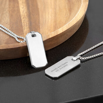 Personalised Men's Metallic Grey Dog Tag Necklace, 8 of 11