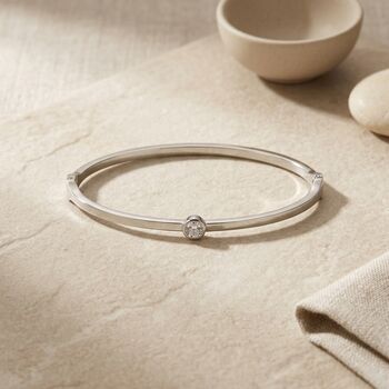 Solitaire Diamond Bangle Silver Non Tarnish Waterproof, 2 of 8